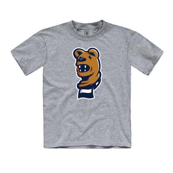 youth Oxford gray short sleeve t-shirt with Penn State Nittany Lion Mascot head